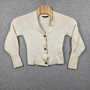 Quince Cardigan Sweater Girls XL White Merino Wool Baby Alpaca Button Front